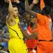 Michigan junior Jordan Morgan looks to pass the ball around Syracuse junior C.J. Fair and junior Baye Moussa Keita during the second half at the Final Four in Atlanta on Saturday, April 6, 2013. Melanie Maxwell I AnnArbor.com